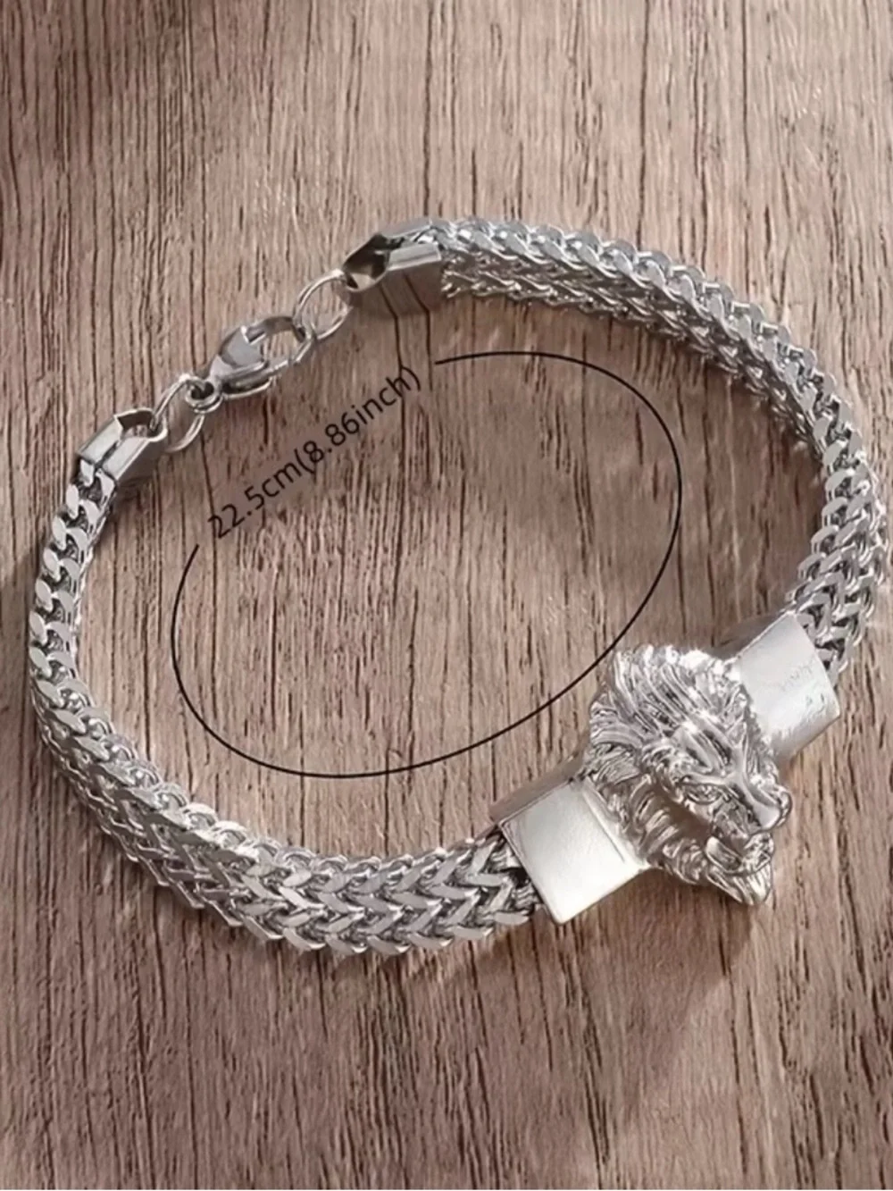 Stainless Gold Lion Head Men's Chain Bracelet - Elegant Statement Accessory